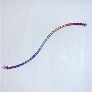 Rainbow multi-stone sterling silver bracelet